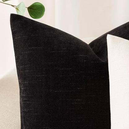 Foindtower Pack of 2 Soft Textured Throw Decorative Pillow Covers Square Accent Solid Cushion Cover Cozy Farmhouse Pillow Case with Zipper for Couch Sofa Bedroom Living Room 20x20 Inch, Black
