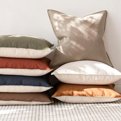 Foindtower Pack of 2 Decorative Cotton Linen Neutral Throw Pillow Covers Soft Modern Farmhouse Cushion Cover Cozy Vintage Accent Pillowcase for Couch Sofa Bed Living Room Home Decor, 18×18 Inch Taupe