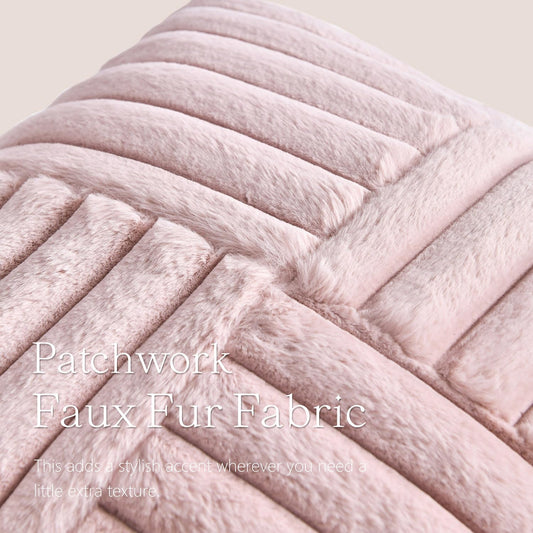 Foindtower Pack of 2, Faux Fur Plush Decorative Throw Pillow Covers Soft Fluffy Velvet Cushion Case Cozy Fuzzy Striped Pillowcase Home Decor for Sofa Couch Living Room Bedroom 18x18 Inch, Dusty Pink