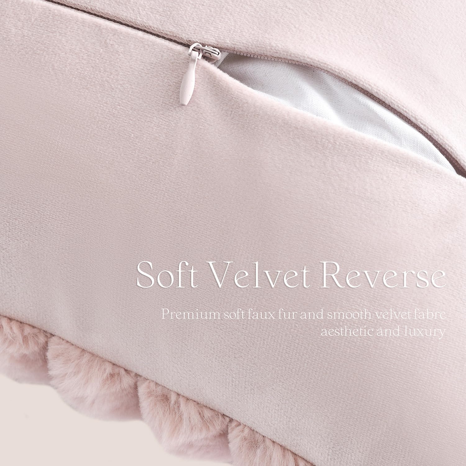 Foindtower Pack of 2, Faux Fur Plush Decorative Throw Pillow Covers Soft Fluffy Velvet Cushion Case Cozy Fuzzy Striped Pillowcase Home Decor for Sofa Couch Living Room Bedroom 18x18 Inch, Dusty Pink