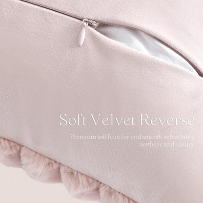 Foindtower Pack of 2, Faux Fur Plush Decorative Throw Pillow Covers Soft Fluffy Velvet Cushion Case Cozy Fuzzy Striped Pillowcase Home Decor for Sofa Couch Living Room Bedroom 18x18 Inch, Dusty Pink