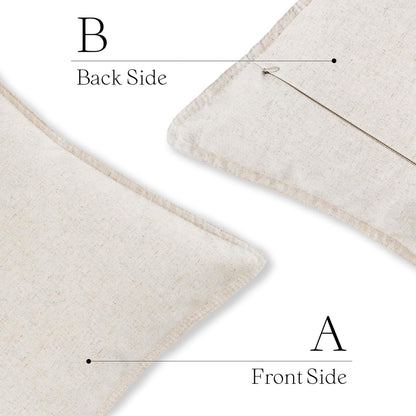 Foindtower Pack of 2 Decorative Cotton Linen Throw Pillow Covers Soft Modern Farmhouse Cushion Cover Cozy Vintage Accent Pillowcase for Couch Sofa Bed Living Room Home Decor, 18×18 Inch Light Beige
