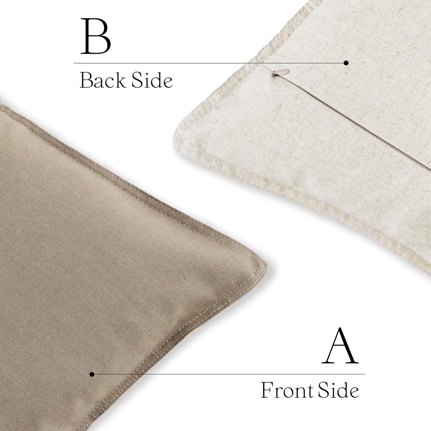 Foindtower Pack of 2 Decorative Cotton Linen Neutral Throw Pillow Covers Soft Modern Farmhouse Cushion Cover Cozy Vintage Accent Pillowcase for Couch Sofa Bed Living Room Home Decor, 18×18 Inch Taupe