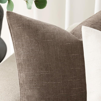 Foindtower Pack of 2 Soft Textured Throw Decorative Pillow Covers Square Accent Solid Cushion Cover Cozy Farmhouse Pillow Case with Zipper for Couch Sofa Bedroom Living Room 20x20 Inch, Taupe