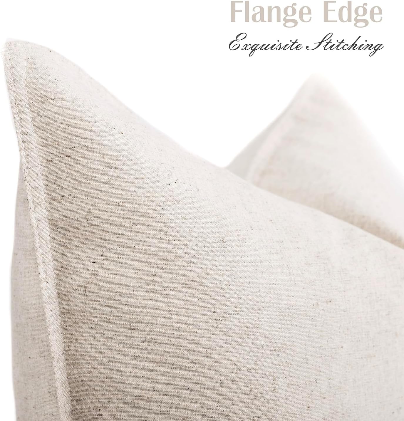 Foindtower Pack of 2 Decorative Cotton Linen Throw Pillow Covers Soft Modern Farmhouse Cushion Cover Cozy Vintage Accent Pillowcase for Couch Sofa Bed Living Room Home Decor, 18×18 Inch Light Beige