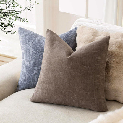 Foindtower Pack of 2 Soft Textured Throw Decorative Pillow Covers Square Accent Solid Cushion Cover Cozy Farmhouse Pillow Case with Zipper for Couch Sofa Bedroom Living Room 20x20 Inch, Taupe