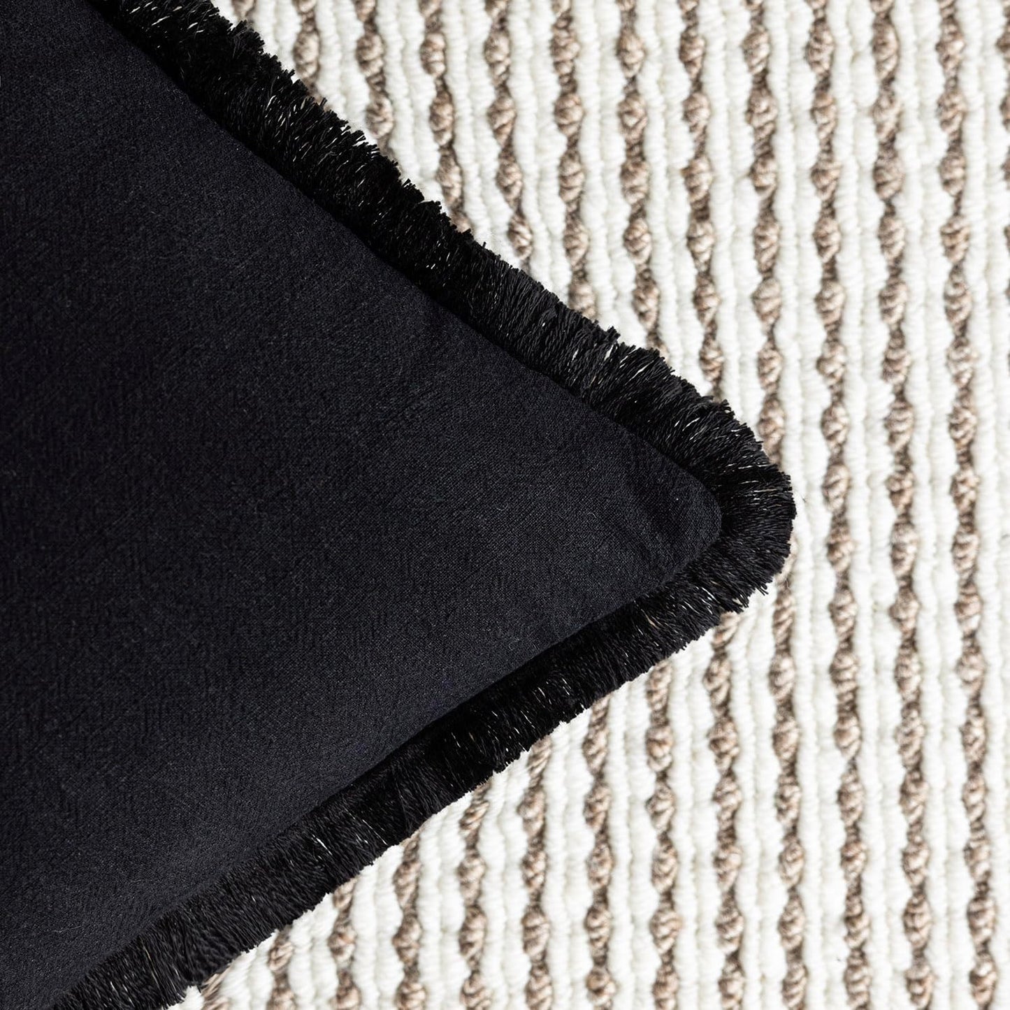 Foindtower Decorative Linen Fringe Lumbar Throw Pillow Covers Cozy Boho Farmhouse Cushion Cover with Tassel Soft Accent Pillowcase for Sofa Bed Living Room Home Decor, 12×20 Inch, 1PC, Black