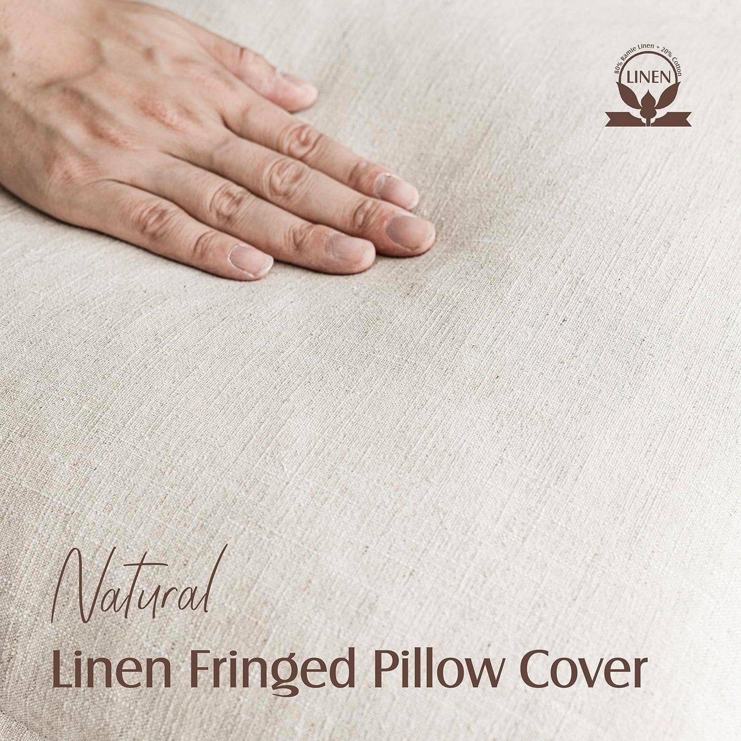 Foindtower Decorative Linen Fringe Lumbar Throw Pillow Covers Cozy Boho Farmhouse Cushion Cover with Tassel Soft Accent Pillowcase for Sofa Bed Living Room Home Decor, 12×20 Inch, 1PC, Natural Beige