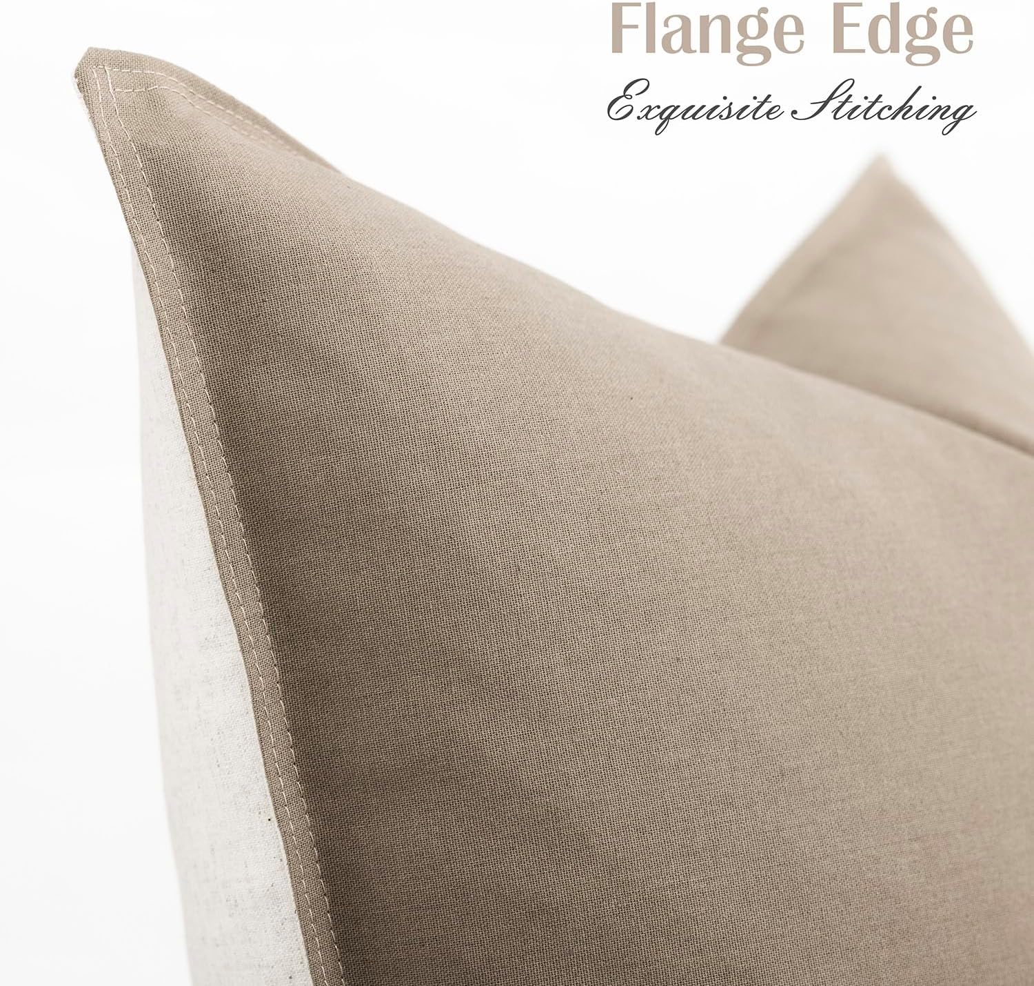 Foindtower Pack of 2 Decorative Cotton Linen Neutral Throw Pillow Covers Soft Modern Farmhouse Cushion Cover Cozy Vintage Accent Pillowcase for Couch Sofa Bed Living Room Home Decor, 18×18 Inch Taupe