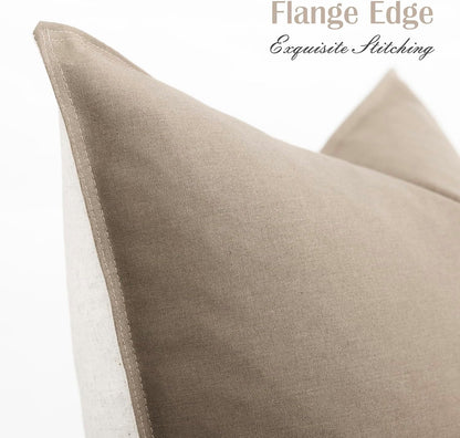 Foindtower Pack of 2 Decorative Cotton Linen Neutral Throw Pillow Covers Soft Modern Farmhouse Cushion Cover Cozy Vintage Accent Pillowcase for Couch Sofa Bed Living Room Home Decor, 18×18 Inch Taupe