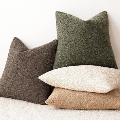 Foindtower Pack of 2 Modern Textured Boucle Throw Pillow Covers Accent Solid Decorative Pillow Cases Cozy Woven Couch Cushion Case for Chair Sofa Bedroom Living Room Home Decor 20x20 Inch Moss Green