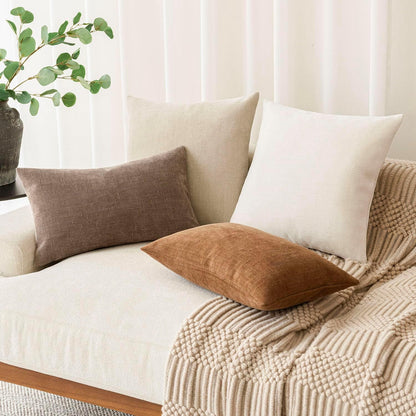 Foindtower Pack of 2 Soft Textured Throw Decorative Pillow Covers Square Accent Solid Cushion Cover Cozy Neutral Farmhouse Pillow Case for Couch Sofa Bedroom Living Room 20x20 Inch, Beige