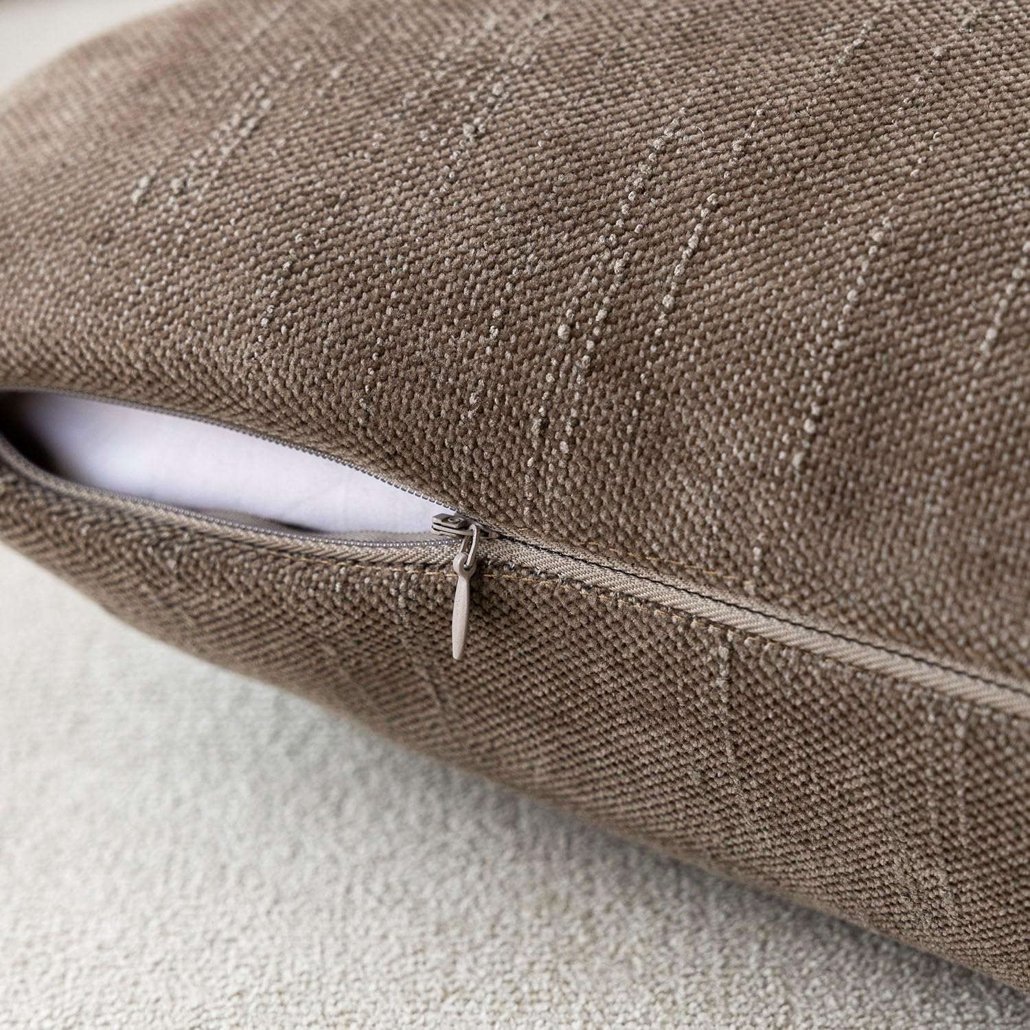 Foindtower Pack of 2 Soft Textured Throw Decorative Pillow Covers Square Accent Solid Cushion Cover Cozy Farmhouse Pillow Case with Zipper for Couch Sofa Bedroom Living Room 20x20 Inch, Taupe