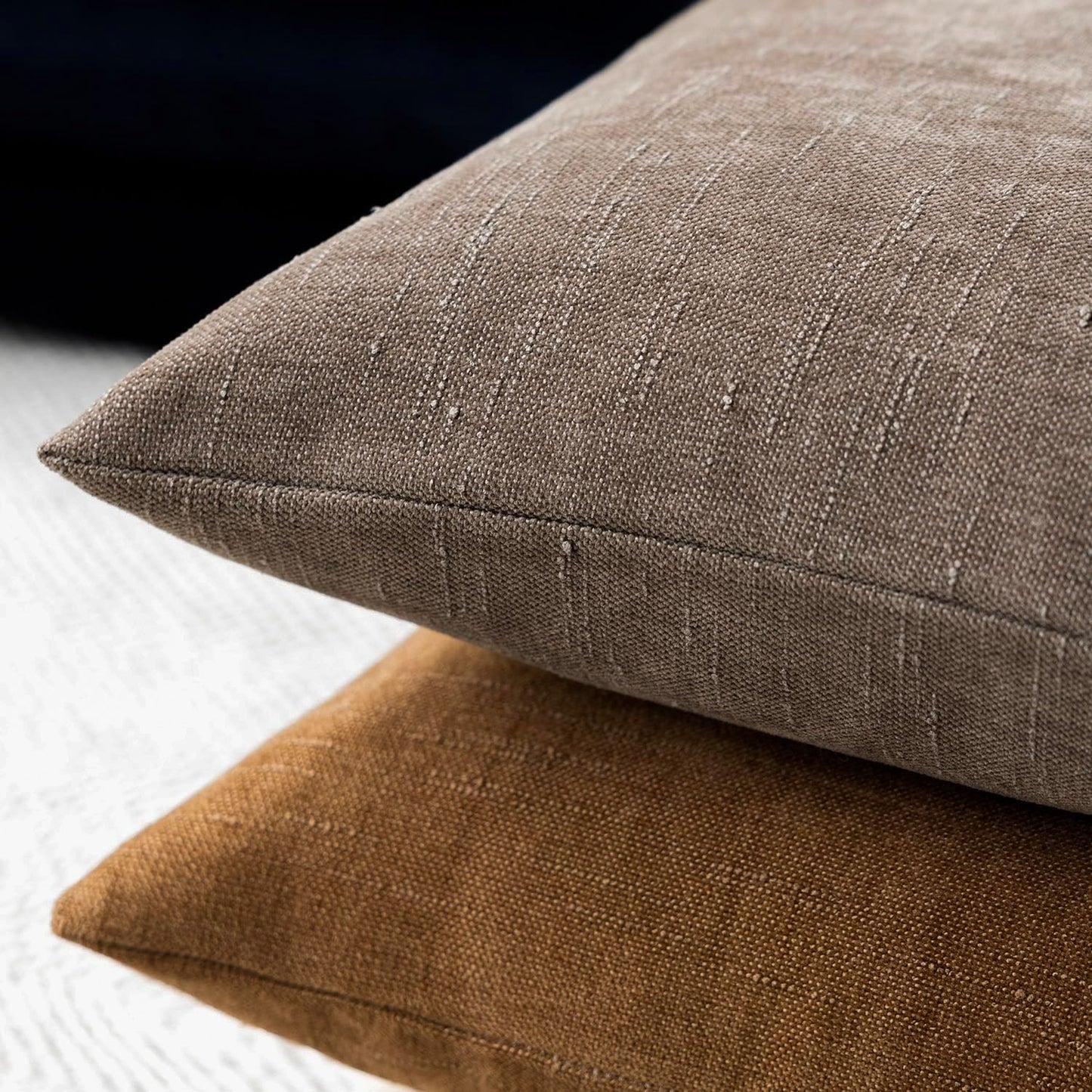 Foindtower Pack of 2 Soft Textured Throw Decorative Pillow Covers Square Accent Solid Cushion Cover Cozy Farmhouse Pillow Case with Zipper for Couch Sofa Bedroom Living Room 20x20 Inch, Taupe