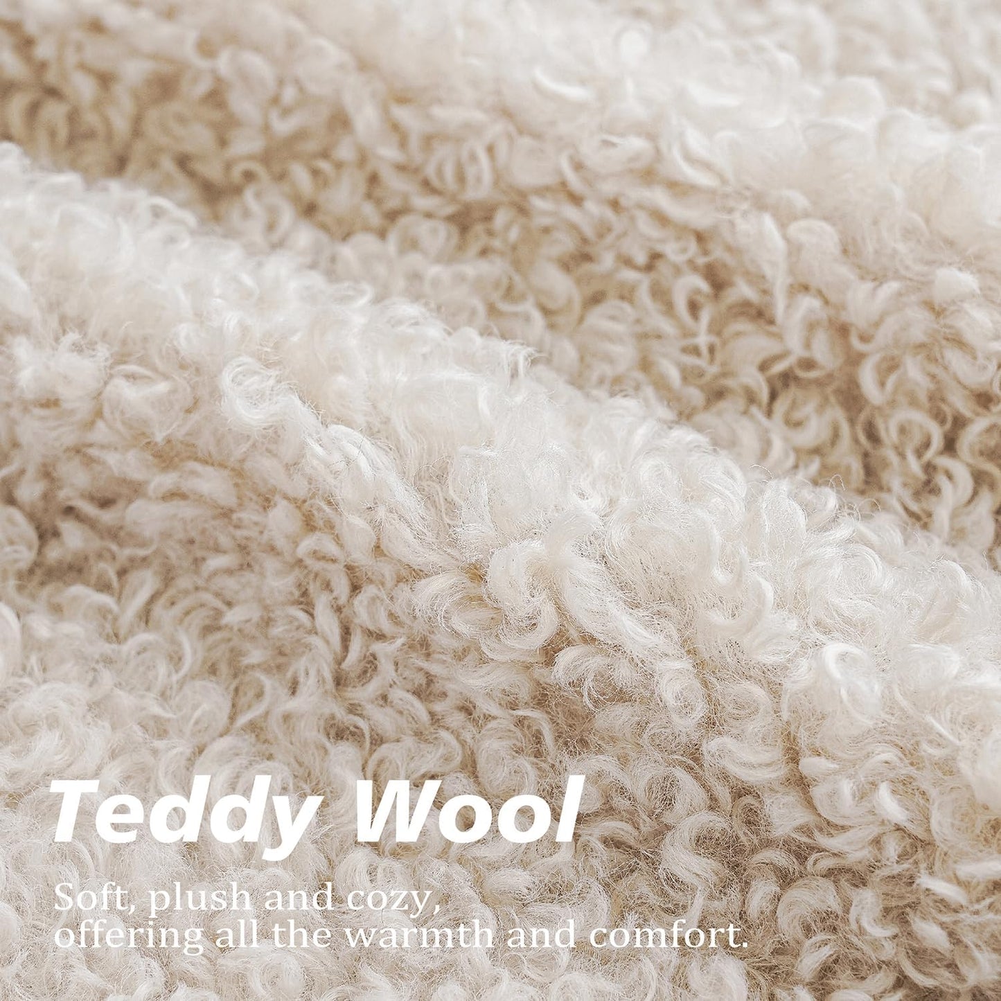 Foindtower Set of 2 Curly Teddy Wool Faux Fur Pillow Covers Decorative Boucle Textured Lumbar Throw Pillow Accent Pillowcases Sheepskin Cushion Case for for Chair and Couch 12&#34;x20&#34; Neutral Cream