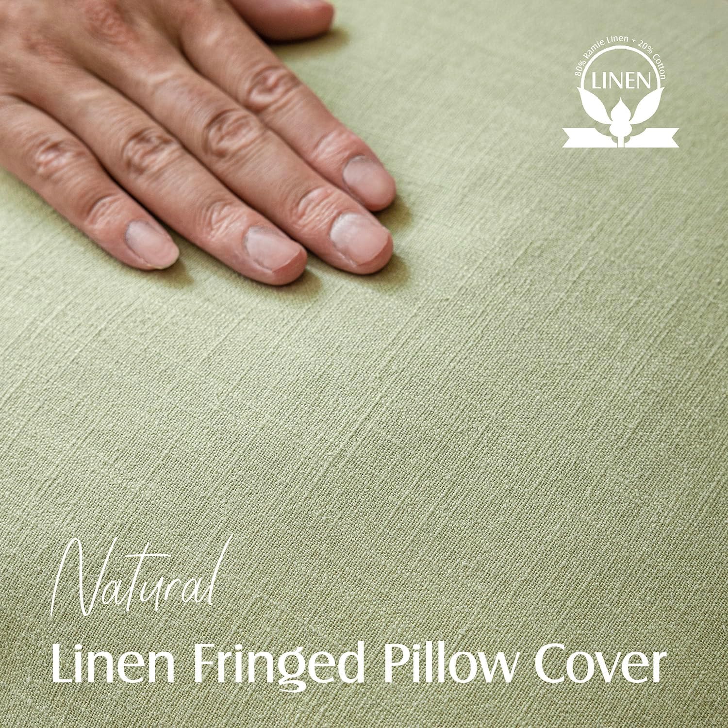 Foindtower Set of 2 Decorative Linen Fringe Lumbar Throw Pillow Covers Farmhouse Cushion Cover with Tassels Soft Accent Pillowcase for Couch Sofa Bed Living Room Home Decor,12×20 Inch,Light Sage Green
