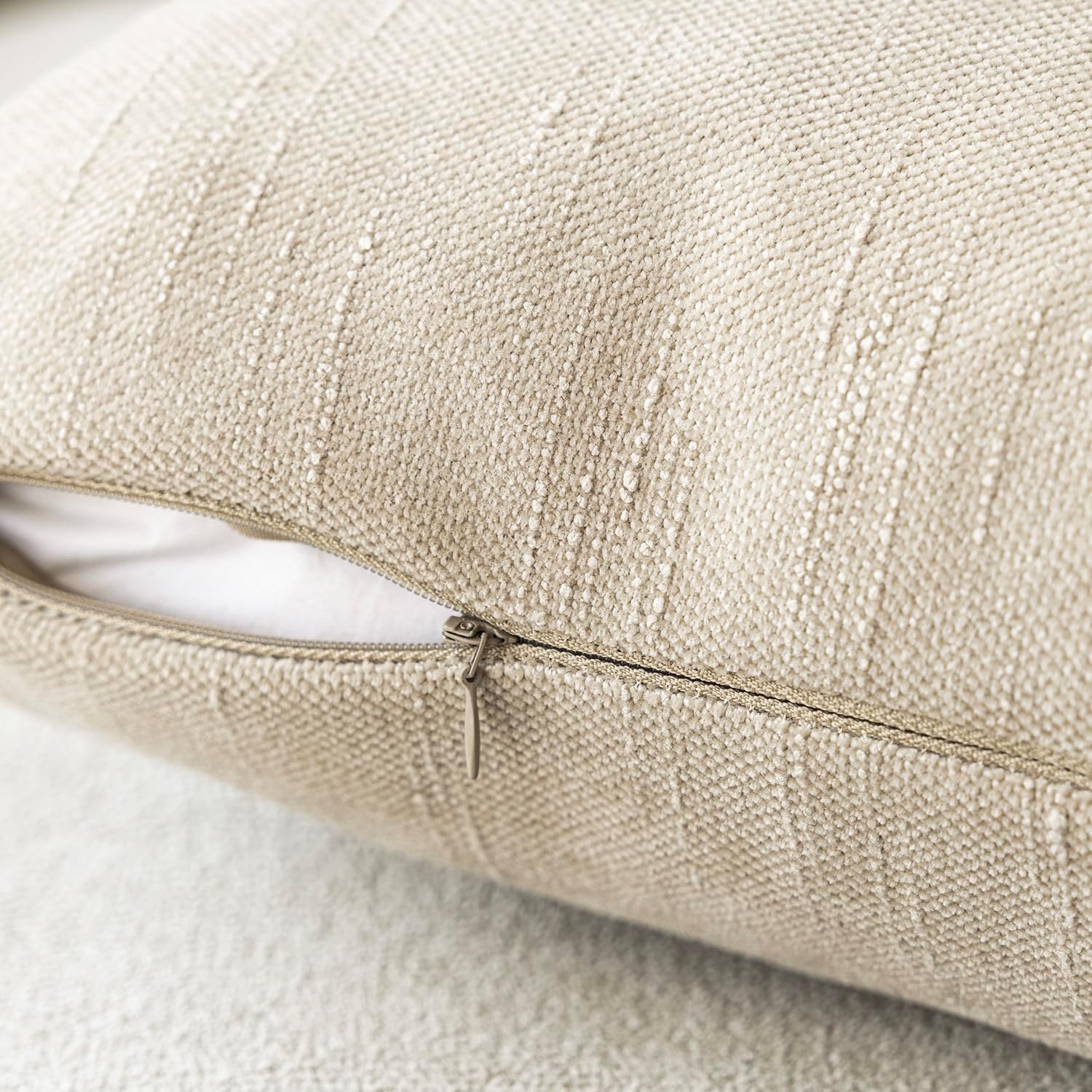 Foindtower Pack of 2 Soft Textured Throw Decorative Pillow Covers Square Accent Solid Cushion Cover Cozy Neutral Farmhouse Pillow Case for Couch Sofa Bedroom Living Room 20x20 Inch, Beige