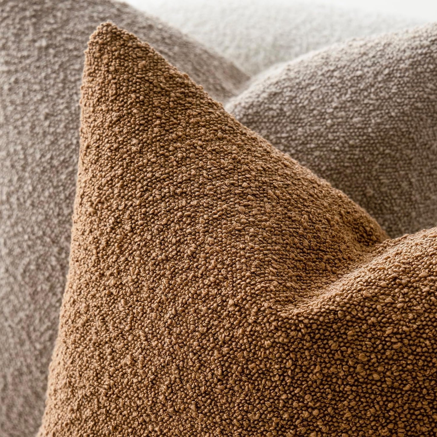 Foindtower Pack of 2 Textured Boucle Throw Pillow Covers Accent Solid Pillow Cases Cozy Soft Decorative Couch Cushion Case for Chair Sofa Bedroom Living Room Home Decor, 20 x 20 Inch,Rust Tobacco