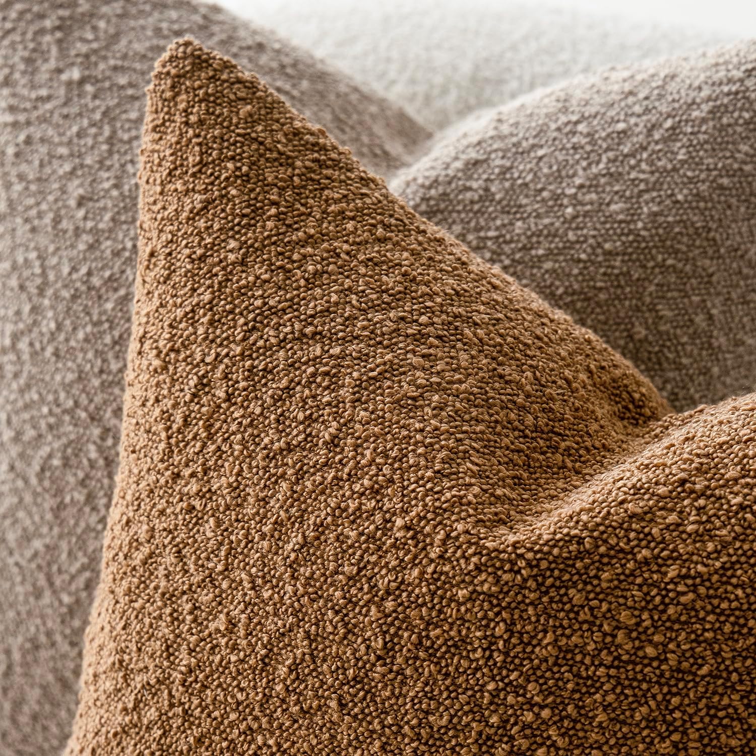 Foindtower Pack of 2 Textured Boucle Throw Pillow Covers Accent Solid Pillow Cases Cozy Soft Decorative Couch Cushion Case for Chair Sofa Bedroom Living Room Home Decor, 20 x 20 Inch,Rust Tobacco