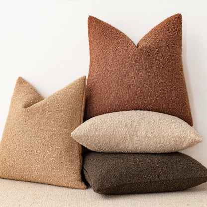 Foindtower Pack of 2 Textured Boucle Throw Pillow Covers Accent Solid Pillow Cases Decorative Cozy Soft Couch Cushion Case for Chair Sofa Bedroom Living Room Home Decor 20x20 Inch Burnt Orange Hazel