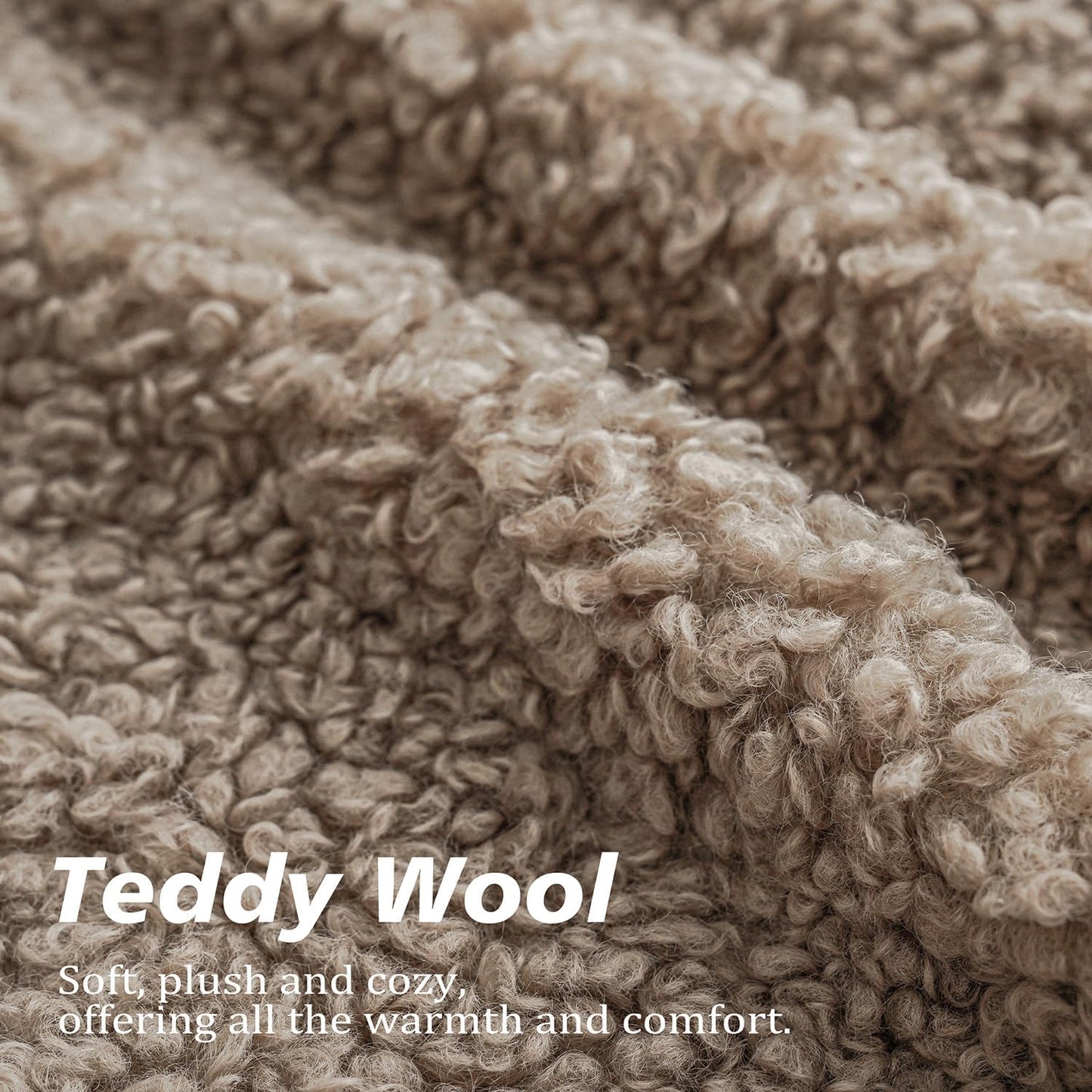 Foindtower Set of 2 Curly Teddy Wool Pillow Covers Decorative Boucle Textured Lumbar Throw Pillow Faux Fur Pillowcases Sheepskin Cushion Case for Sofa Bedroom Car 12&#34;x20&#34; Khaki