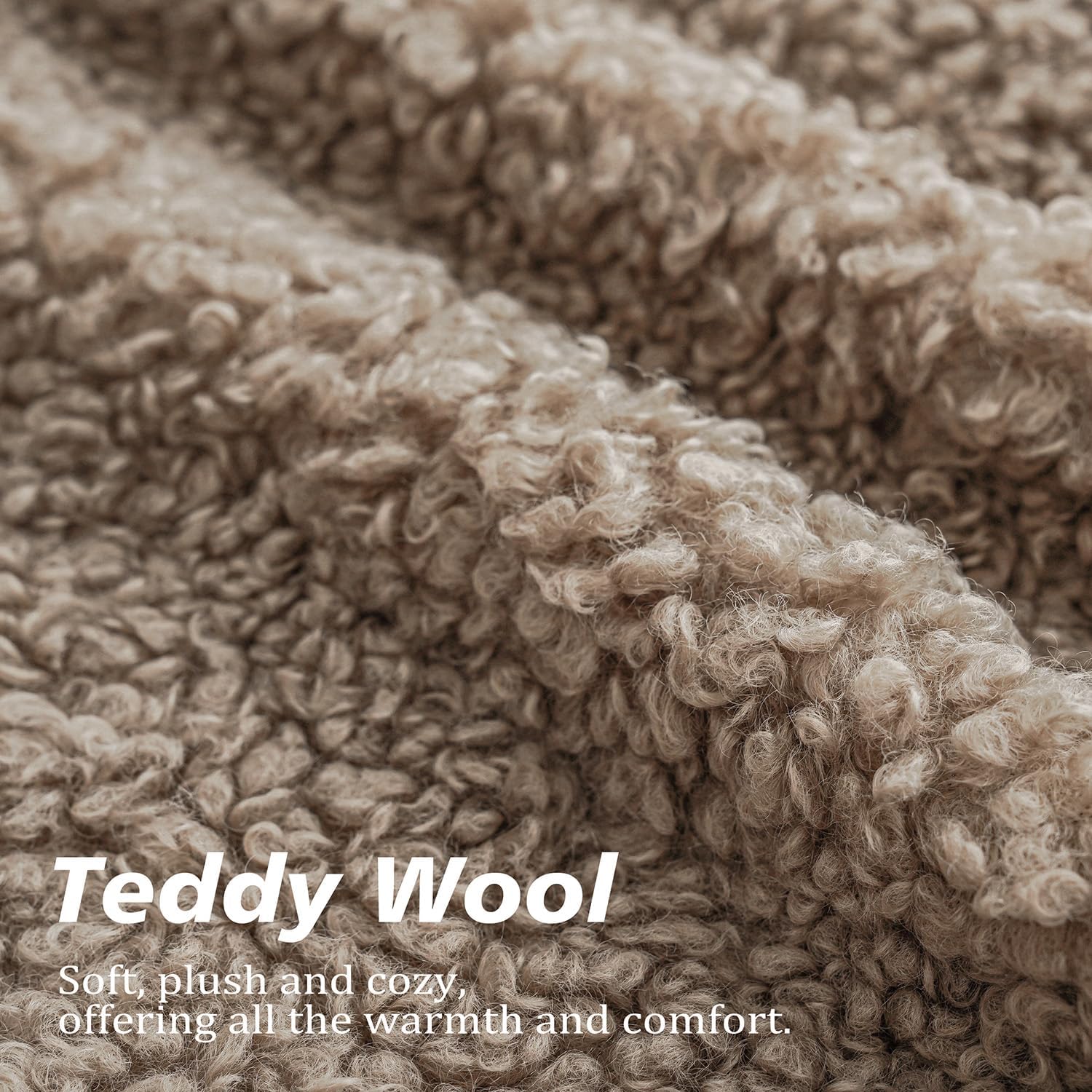 Foindtower Set of 2 Curly Teddy Wool Pillow Covers Decorative Boucle Textured Lumbar Throw Pillow Faux Fur Pillowcases Sheepskin Cushion Case for Sofa Bedroom Car 12&#34;x20&#34; Khaki