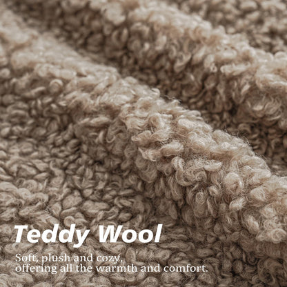 Foindtower Set of 2 Curly Teddy Wool Pillow Covers Decorative Boucle Textured Lumbar Throw Pillow Faux Fur Pillowcases Sheepskin Cushion Case for Sofa Bedroom Car 12&#34;x20&#34; Khaki