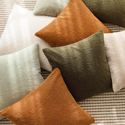 Foindtower Pack of 2, Curly Faux Fur Decorative Throw Pillow Covers Soft Fuzzy Plush Cushion Case with Zipper Cozy Pillowcase for Home Living Room Couch Bed Sofa 18 x 18 Inch, Bronze