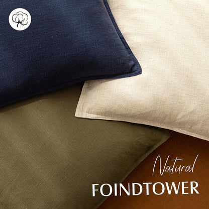 Foindtower Pack of 2, Decorative Linen Soild Throw Pillow Covers Soft Accent Cushion Case Boho Farmhouse Neutral Pillowcase for Couch Sofa Bedroom Living Room Home Decor 20 x 20 Inch Natural Beige