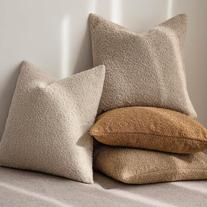 Foindtower Pack of 2 Textured Boucle Throw Pillow Covers Accent Solid Pillow Cases Cozy Soft Decorative Couch Cushion Case for Chair Sofa Bedroom Living Room Home Decor, 20 x 20 Inch,Rust Tobacco