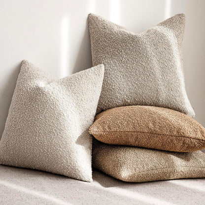 Foindtower Pack of 2, 20 x 20 Inch, Decorative Textured Boucle Throw Pillow Covers Accent Solid Pillow Cases Cozy Soft Couch Cushion Case for Chair Sofa Bedroom Living Room Home Decor, Beige